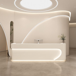 Comptoir de réception incurvé moderne, sur mesure, pour salon de beauté, hall d'hôtel - Product Image 4