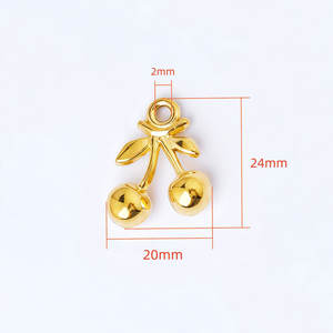 Colgantes de Lujo de Acero Inoxidable 316 con Baño de Oro de 14k y 18k, Resistentes al Deslustre, con Dije de Cereza para Fabricación de Joyas, Ideales para Collares y Pulseras - Product Image 6