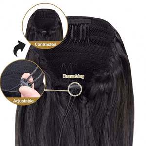 Queue de cheval Afro Puff à clipser, cheveux humains vierges Remy brésiliens, texture douce premium, facile à porter, aspect naturel - Product Image 5