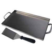 Assiette de service à steak en acier inoxydable avec couvercle et spatule