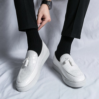 Chaussures en cuir véritable pour hommes de style britannique Ning Qiao, mocassins décontractés blancs à enfiler, modèle 2236, grandes tailles 45-47