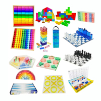 Jouets d'empilage Montessori pour enfants, blocs de construction en acrylique arc-en-ciel, mini blocs colorés en lucite, cubes transparents en bois