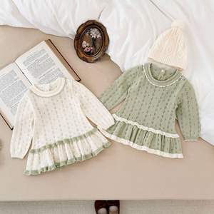 2025 in vendita maglioni per ragazze abiti per bambini con scollo a forma di tinta unita gonne a maglia sottili a maniche lunghe da <span class=keywords><strong>bambina</strong></span> - Product Image 1