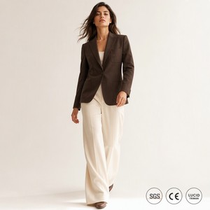 <span class=keywords><strong>Blazer</strong></span> décontracté pour <span class=keywords><strong>femme</strong></span> en laine et coton 260 GSM, style napolitain, épaules souples, style sartorial, logo personnalisé, OEM, vente en gros - Product Image 1