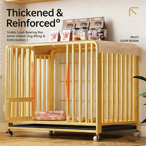 Jaula para Perros Grandes Personalizada, Plegable, de Metal, con Doble Puerta, Diseño Sólido con Botones, Bandeja de Plástico, Ecológica - Product Image 4