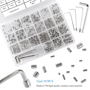 Stainless Steel Hex Socket Head Screw Set 387pcs Imperial Inch Size With Wrench Industrial Grade A Chrome Finish - Product Image 2