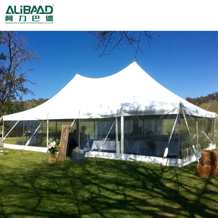 Tenda Regang Tahan Air PVC untuk Acara Upacara Mewah Tenda Pesta Pernikahan Luar Ruangan untuk 200 Orang Pasak dan Tenda Tiang