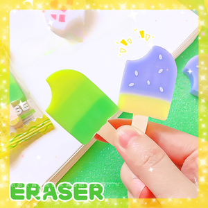 Gomme en forme de crème glacée à la pêche, essuyez, moins de miettes gomme à popsicle dessin animé mignon élèves du primaire papeterie créative - Product Image 3