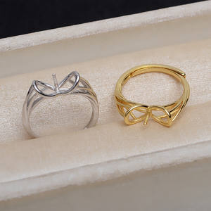 S925 Silver Open Ring DIY <b>Jewelry</b> Accessories Simple Style 10-10.5 Pearl Void <b>Holder</b> 4248 Handpiece Removable Mouth 3mm Size - Product Image 1