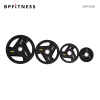 VANBO Lot de plaques de poids en TPU avec noyau en fonte, trois poignées, logo couleur laser, de 2,5 kg à 25 kg, pour usage domestique et en salle de sport commerciale