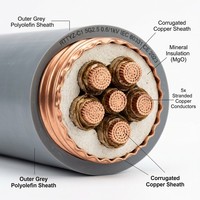 Kabel Daya Lantian RTTYZ 5 Inti Berisolasi Mineral dengan Selubung Tembaga dan Selubung Luar Poliolefin 0.6/1kV 220/380mm untuk Perlindungan Kebakaran