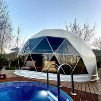 Tente dôme géodésique pour glamping extérieur de 20 pieds à prix abordable avec puits de lumière