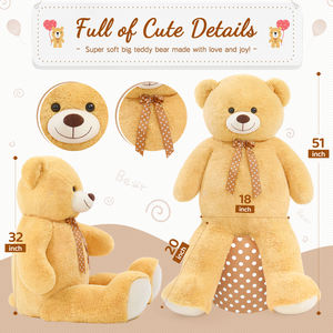 دب تيدي عملاق محشو بطول 52 بوصة بتصميم التاي داي، هدايا رائجة للصديقة في عيد الحب وعيد الميلاد والكريسماس - Product Image 3