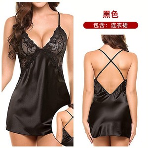 Chemise de nuit en satin et dentelle pour femme Cherry Temptation, grande taille, rouge, noir, rose, vert, bleu, marine, violet, SMLXLXXL - Product Image 2