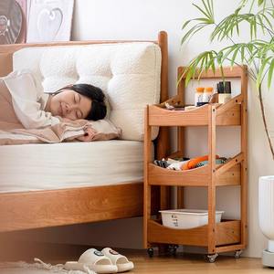 Carrito de madera maciza Euler de 39x26x83,5 cm, estante de almacenamiento portátil con múltiples compartimentos para cocina y sala de estar - Product Image 2