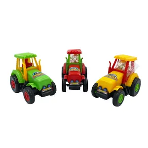 JollySweets toy candy pull string farmer truck UTV plastic car toy with candy for kids classic toy