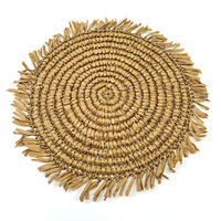 Napperon rond moderne fait main écologique avec bordure en papier raphia Tapis et coussinets élégants