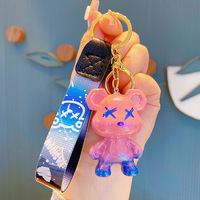 Vente en gros Porte-clés magnétique ours en résine créatif Porte-clés pendentif ours en cuir PU de couleurs Sac à main Ornement Porte-clés cadeau
