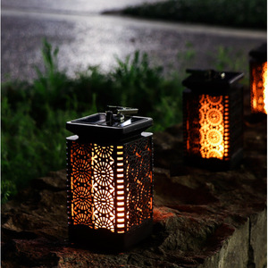 Lámpara Solar de Jardín Hejia, Lámpara Cuadrada con Forma de Llama, Impermeable, Iluminación Exterior para Patio, Lámpara Decorativa Retro para Villa, Lámpara de Ambiente - Product Image 3