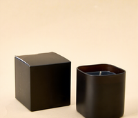 Contenants de bougies personnalisés à étiquette privée, pots en verre carrés ambrés vides de 8 oz avec couvercles, pots à bougies de luxe