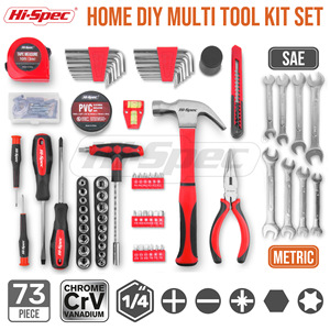 Hi-Spec 73 Pc Home Maintenance Tool <b>Set</b> With Hammer <b>Pliers</b> Wrenches Socket <b>Set</b> 1/4 In Drive Chrome Vanadium Steel Hard Case - Product Image 2