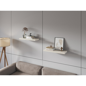 Iva <b>Floating</b> Shelf In Melamine White Oak X2 <b>Wall</b> Display <b>Shelves</b> - Product Image 1