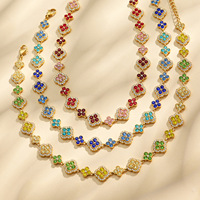 Set Perhiasan Kalung dan Gelang Berlapis Emas 18K dari Baja Tahan Karat 316L Motif Empat Daun Semanggi untuk Hadiah Perhiasan Fashion
