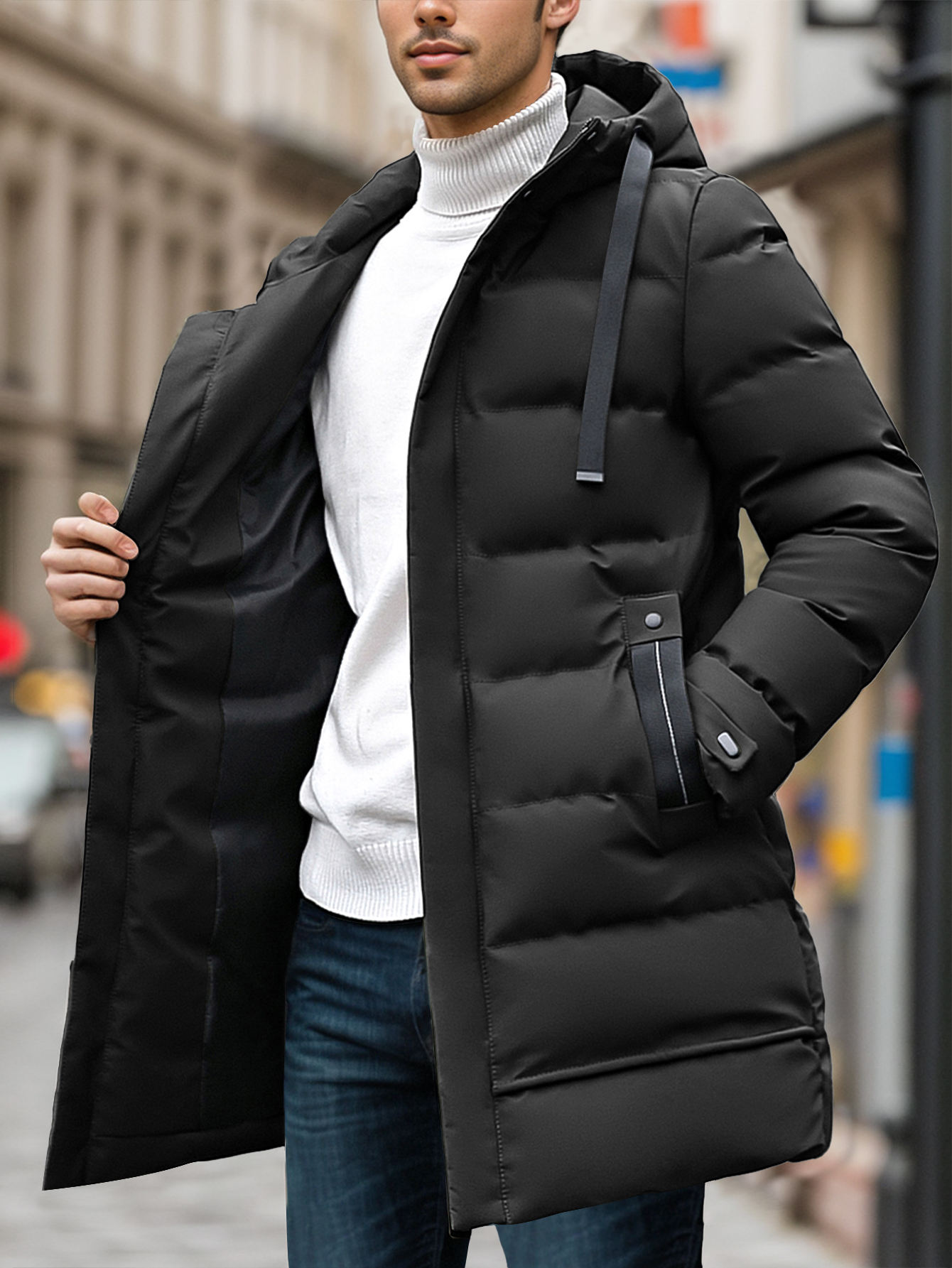 Men's Warm Waterproof Long Hooded Winter Jackets