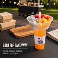 Gobelets jetables pour fondue, gobelets en plastique jetables de qualité alimentaire avec bol à collation, nourriture et boisson tout-en-un, design créatif en plastique