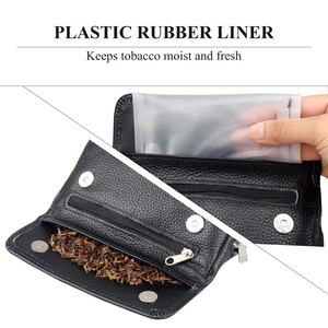 Venta al por mayor, diseño increíble personalizado, bolsa de cuero Premium para fumar tabaco con cremallera con 2 bolsillos de soporte para pipas - Product Image 5