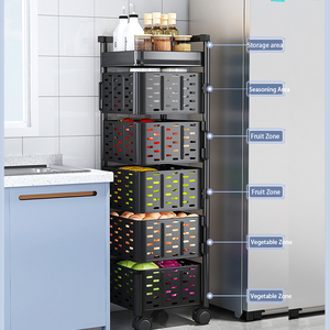 Étagère de rangement métallique multifonctionnelle à 360 degrés, écologique, noir/blanc, pour fruits et légumes, panier multi-niveaux pour cuisine - Product Image 6