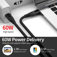 Câble tressé USB-C ALK-LINK 60W, longueur 2m, charge rapide 3A, transfert de données pour iOS iPhone 15/16, banques d'alimentation et ordinateurs