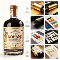 Étiquettes de vin rouge brillantes de haute qualité personnalisées, imperméables, autocollantes, avec logo privé en feuille d'or, en rouleaux