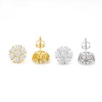 DE Fine VVS anting-anting berongga bunga Moissanite, perhiasan berlapis emas 925 perak murni modis mewah