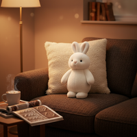 Peluche Lapin Blanc de Qualité avec Rembourrage en Polyester et Coton PP, Logo Personnalisé, Vente en Gros Direct Usine pour Mascotte d'Entreprise et Anniversaire