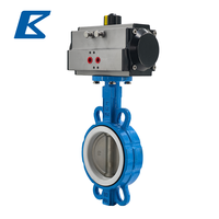 Vanne papillon à disques en fonte ductile avec revêtement PTFE pneumatique pour la régulation de la corrosion des conduites industrielles
