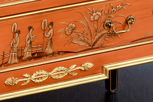 Tavolino antico della consolle della mobilia curva oro e legno giallo del corridoio con il gabinetto d'angolo domestico della mobilia di arte <span class=keywords><strong>orientale</strong></span> - Product Image 5