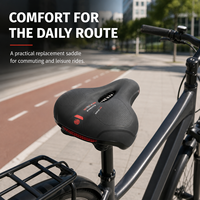 Selle de vélo en cuir hautement élastique, couleur noire, composants de vélo, amortissante et imperméable, ventilation