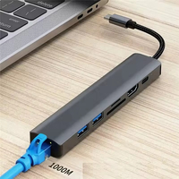 Station d'accueil USB-C 7-en-1 avec adaptateur 2.1 4K Gigabit RJ45 et charge PD 100W en métal pour MacBook (en stock)