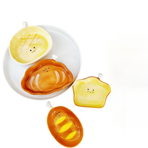 Assiette créative en porcelaine peinte à la main, motif végétal irrégulier mignon, pour croissants, sauces et desserts - Product Image 1