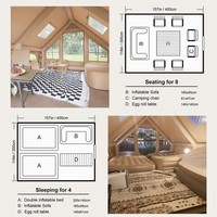 Tente de glamping gonflable de 12 m², bouche de cheminée résistante à la chaleur, toile Oxford imperméable 4 saisons, camping en plein air, logo personnalisé