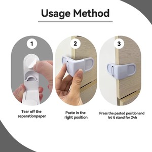 Cerradura de Seguridad para Niños <span class=keywords><strong>CPLS</strong></span> para Puertas de Armarios y Cajones, de Plástico, Instalación Rápida, Anti-Pellizcos, Seguridad para el Hogar - Product Image 3