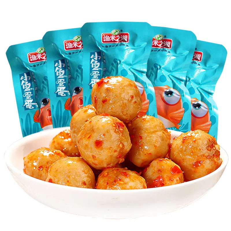 Wholesale leisure Hunan characteristic seafood snacks spicy flavor instant fish balls and eggs