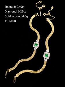 Xinfly Certificate Luxury 0.4ct Genuine Natural Emerald Stone 0.22ct Diamond <b>Gemstone</b> <b>Bracelet</b> 18k Real Gold Mesh Chain Jewelry - Product Image 2