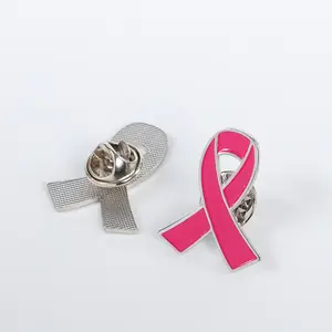 금속 유방암 제품 핑크 퍼플 리본 옷깃 핀