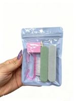 Kit de manucure et pédicure jetable 5-en-1 avec mini lime à ongles, polissoir, bâtonnet en bois et blush – Outils professionnels pour les ongles