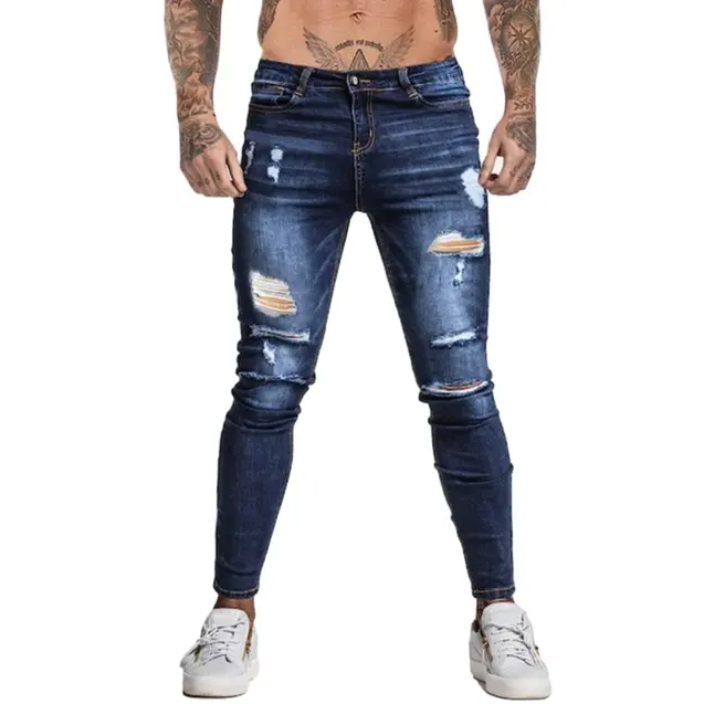 Calça jeans masculina em jeans slim, estilo rua, azul, masculina, gola, algodão, super mosca