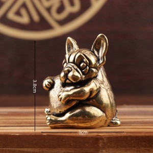 Figurine de chien vintage en laiton avec cœur, charmante statue de <span class=keywords><strong>bouledogue</strong></span> français, parfaite pour le bureau ou la décoration de la maison, cadeau unique - Product Image 4