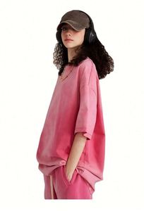 Camisetas Personalizadas de Moda Urbana para Mujer, Tejidas en 100% Algodón, Colores Degradados Lavados, Transpirables, Suaves y Antiencogimiento - Product Image 5