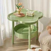 Mesa de Centro Moderna y Sencilla de Plástico Color Crema, Estante de Almacenamiento Móvil, Mueble Auxiliar Creativo para Esquina, Mesa de Noche para Sala de Estar o Dormitorio